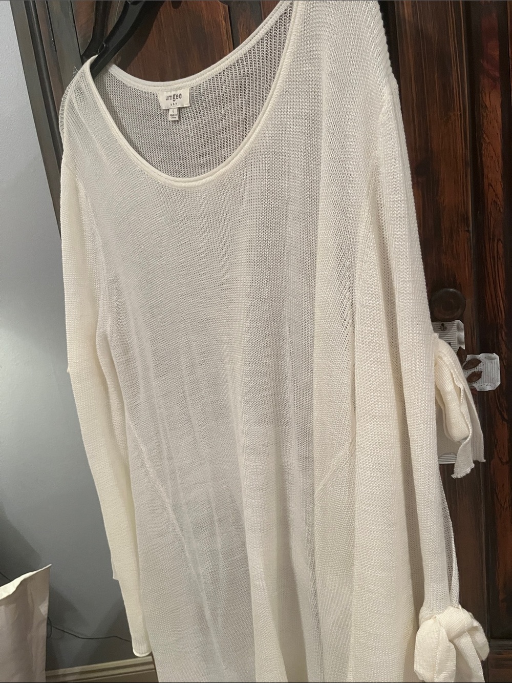 Umgee Cream Tie-Sleeve Lightweight Knit Tunic